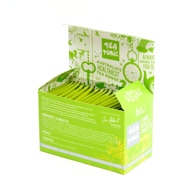 Lemon Myrtle & Ginger Tea - 20 Teabags Box Organic