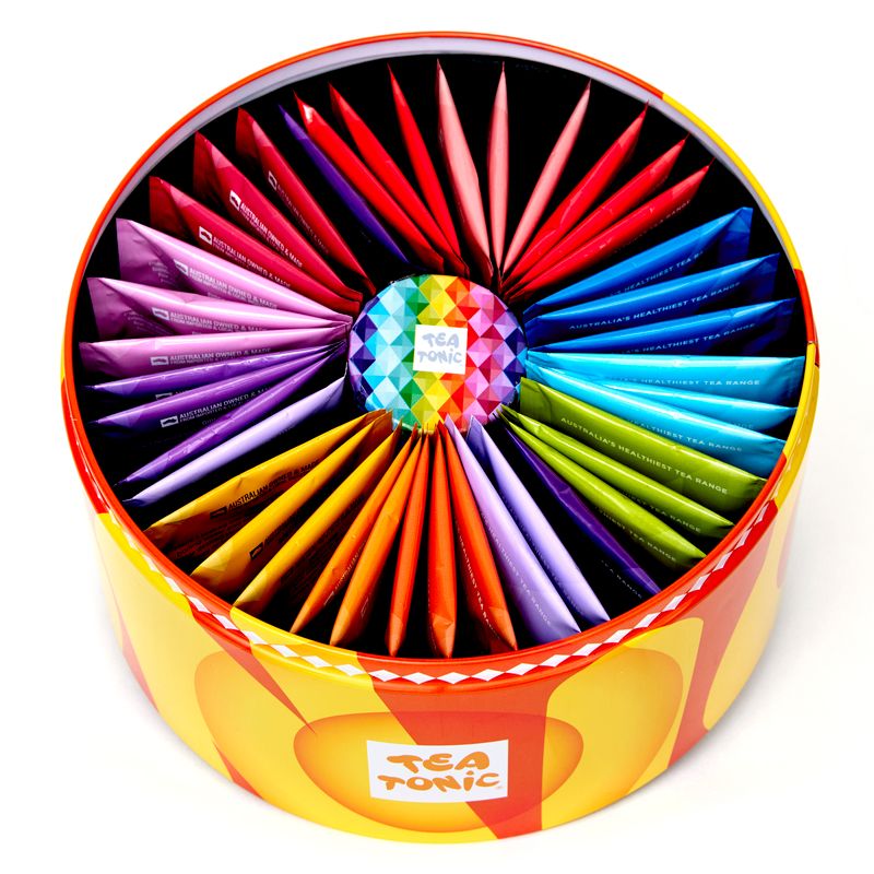 Fruity Selection Round Tin - 40 Fruity Gourmet Teas + Mini Tin of Gold Sugar