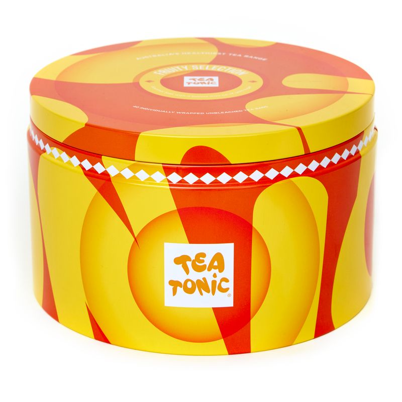 Fruity Selection Round Tin - 40 Fruity Gourmet Teas + Mini Tin of Gold Sugar