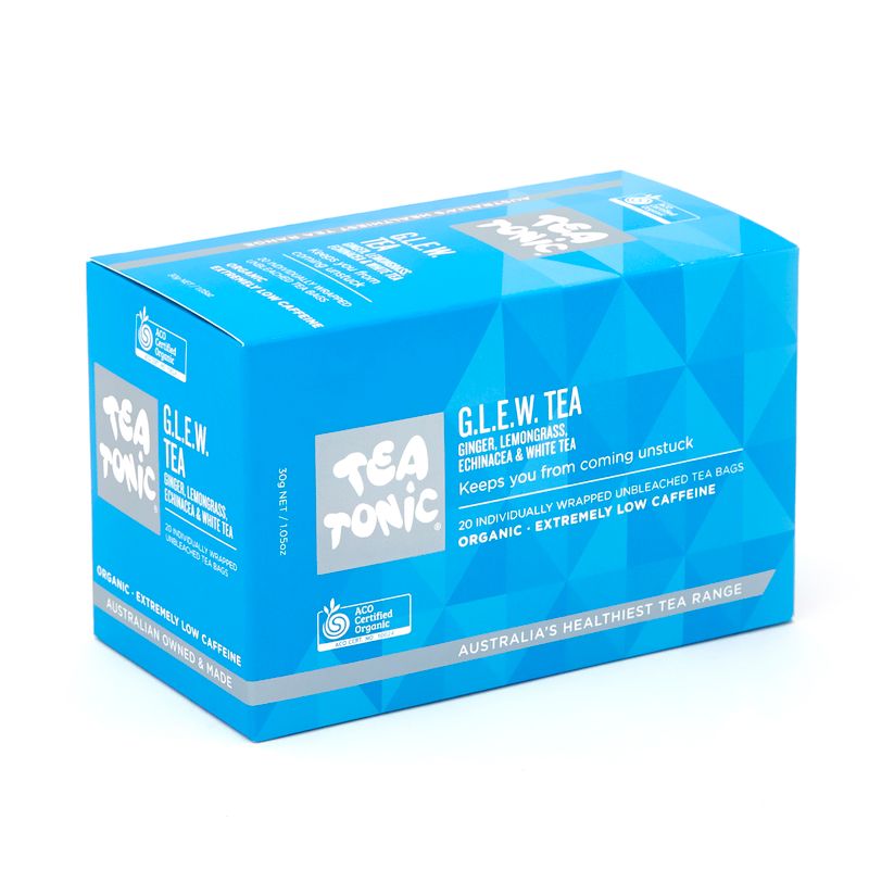 GLEW (Ginger, Lemongrass, Echinacea, White Tea) Tea - 20 Teabags Box