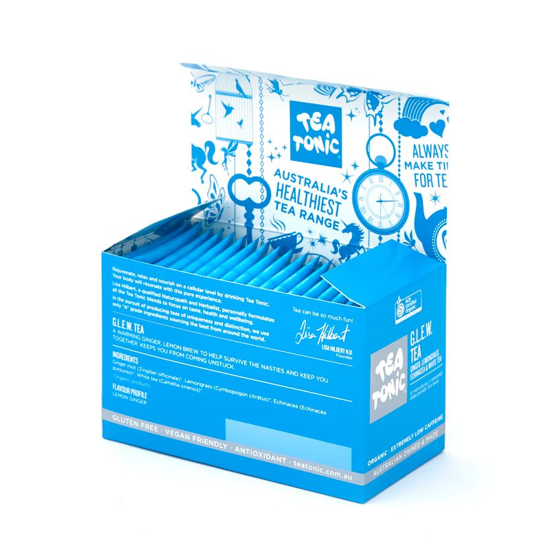 GLEW (Ginger, Lemongrass, Echinacea, White Tea) Tea - 20 Teabags Box